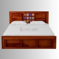 Cirava Sheesham Wood Ceramic Tiles Fitted Bed - Image 3