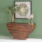 Delny Sheesham Wood Curved Shape Sideboard | Solid Wood Sideboard | Dining Room Sideboard | Wooden Storage Furniture | Soni Art