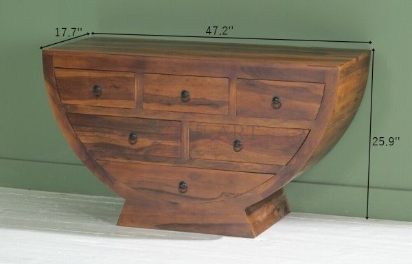 0005498 urban deco ganga indian sheesham wood 6 drawer half round living room chest 1 | Soni Art