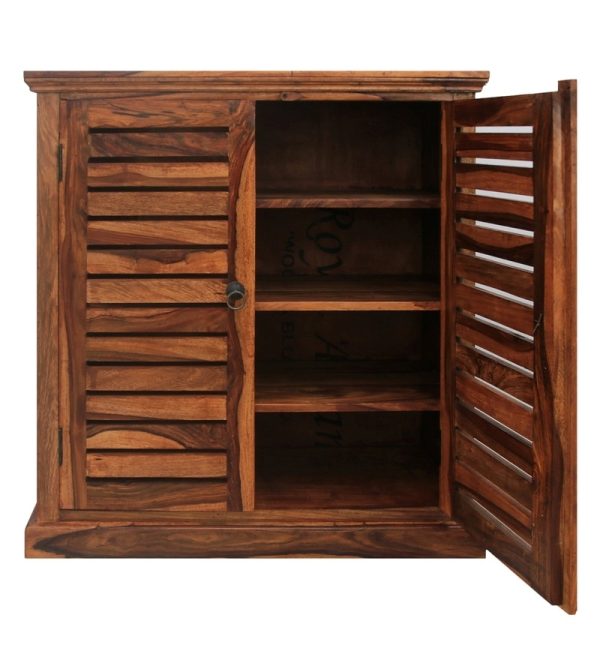 0010229 solid wood shoe cabinet in natural finish | Soni Art