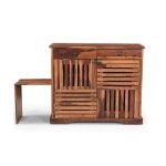 Yelli Sheesham Wood Shoe Cabinet with Seating Stand W36xD16xH32 inches | Sheesham Wood Rack | Wooden Cabinet | Shoe Rack & Organisers | Wooden Shoe Rack Online | Soni Art