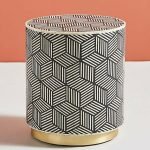 Linton Bone Inlay Round Side Table End Table 14.25x18 Inches | Buy Wooden Side Table Online | Buy Bone Inlay Furniture Online | Round Coffee Table | Bone Inlay Side Table | Soni Art