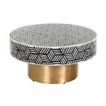 Linton Bone Inlay Round Coffee Table Center Table 35.5x18 Inches | Buy Wooden Coffee Table | Round Coffee Table | Bone Inlay Furniture | Bone Inlay Coffee Table Online