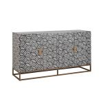 Linton Bone Inlay Sideboard Size 62.5x17.75x33.75 Inches | Dining Room Sideboard | Bone Inlay Furniture | Soni Art