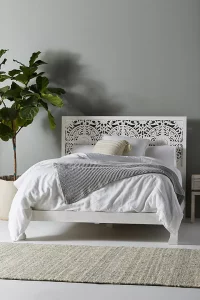 Roydon Carved Solid Wood Bed | Buy Wooden Double Bed | Buy Wooden Carved Bed | Buy Mango Wood Furniture | Buy Wooden Bedroom Furniture Online | Soni Art
