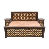 Vitalia Solid Sheesham Wood Ceramic Tiles and Brass Fitted Bed - Image 2