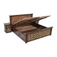 Vitalia Solid Sheesham Wood Ceramic Tiles and Brass Fitted Bed - Image 7