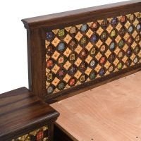 Vitalia Solid Sheesham Wood Ceramic Tiles and Brass Fitted Bed - Image 11