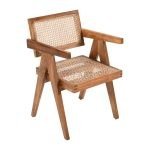 Pierre Jeanneret Teak Wood Arm Chair | Wooden Arm Chair | Cane Chair | Buy Pierre Jeanneret Chair Online | Pierre Jeanneret Furniture | Soni Art