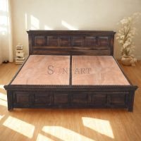 Rope Sheesham Wood Carved Bed