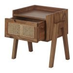 Carlton Solid Wood Bedside Table with Cane Drawer 18x15x19.5 Inches | Buy Rattan Bedside Table Online | Wooden Bedside Table | Cane Bedside Table | Soni Art