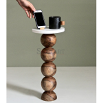 Ball Carved Wood Night Stand | Buy Wooden Bedside Nightstand Online | Buy Bedside Table Online | Soni Art