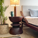 Curvy Wooden Round Side Table Night Stand | Buy Wooden Bedside Table | Wooden Side Table | Wooden Bedside Cabinet | Bedside Nightstand | Sofa Side Table | Soni Art