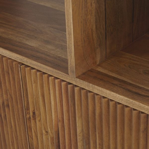 hazelnut brown shelving unit with 2 striped doors 1000 11 36 210284 4 | Soni Art