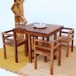 Padron Sheesham Wood Square Shape Breakfast Cum Dining Set of 4 Seater | Buy Wooden DIning Set Online | Four Seater Dining Set Online | Soni Art| Padron Sheesham Wood Square Dining Set
