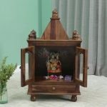 Sinas Solid Sheesham Wood Home Temple Puja Mandir | Wooden Pooja Mandir with Drawer | Soni Art