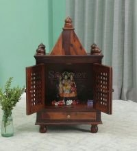Trece Solid Sheesham Wood Carved Home Temple Mandir | Buy Sheesham Wood Mandir Online | Buy Wooden Temple Online | Soni Art