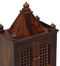 Trece Solid Sheesham Wood Carved Home Temple Mandir - Image 5
