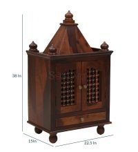 Trece Solid Sheesham Wood Carved Home Temple Mandir - Image 2