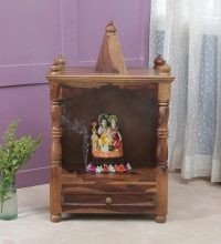 Pillar Carved Solid Sheesham Wood Home Temple Mandir | Buy Wooden Temple Mandir Online | Sheesham Wood Mandir | Wooden Mandir for Home | Soni Art