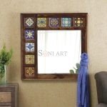 Cervo Décor Tiles Mirror with Sheesham Wood Frame | Wooden Mirror Frame | Sheesham Wood Mirror Frame | Soni Art