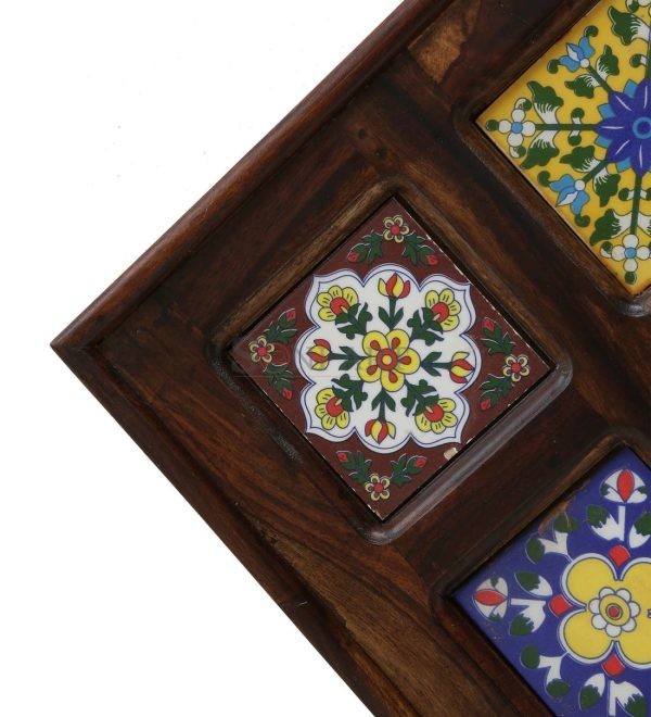 0003351 siramika sheesham wood square wall mirror | Soni Art