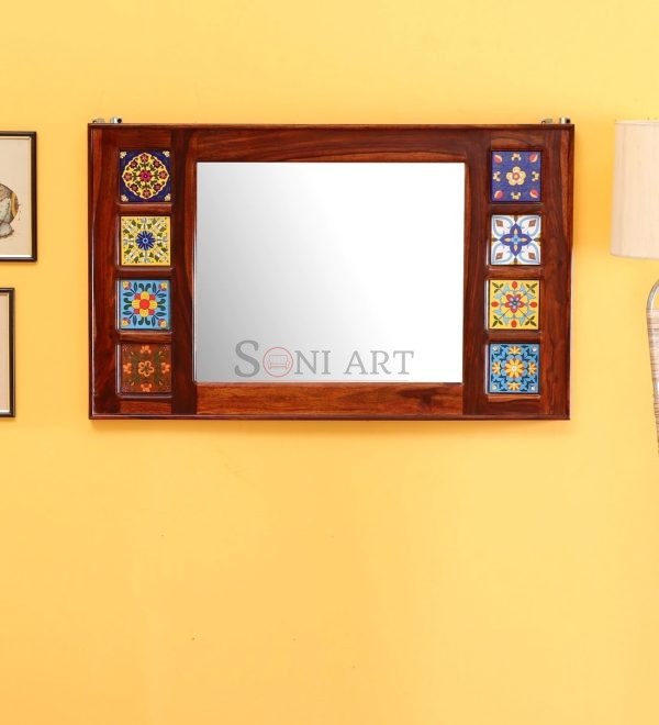 0003393 solid wood rectangle wall mirror | Soni Art