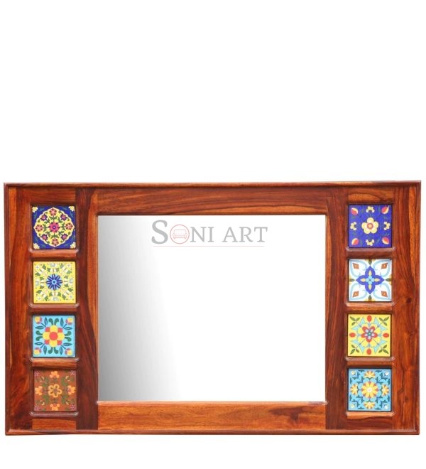 0003395 solid wood rectangle wall mirror | Soni Art