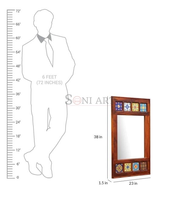 0003400 solid wood rectangle wall mirror | Soni Art