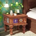 Cirava Sheesham Carved Wood Tiles Bedside Table | Wooden Bedside Table | Buy Bedside table for Bedroom Online | Soni Art | Sheesham Wood Furniture