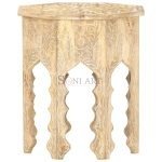 Aariba Solid Wood Hand Carved Side Table | Wooden Side Table for Living Room | Sofa Side Table | Wooden Bedside Table | Soni Art