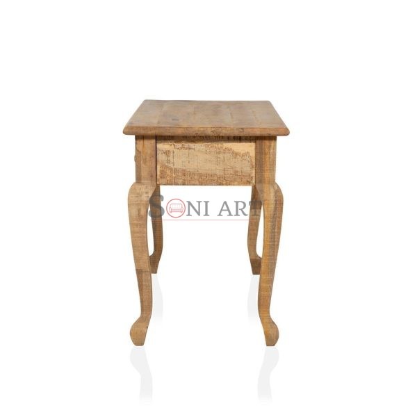 0005978 amani 53 in w rectangular natural mango wood 6 drawer writing desk | Soni Art