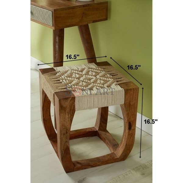 0007021 boho chic sheesham wood and metal furniture square stool 800 1 | Soni Art