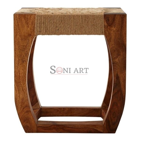 0007022 boho chic sheesham wood and metal furniture square stool 800 1 | Soni Art
