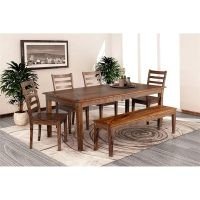 Ferrol Solid Sheesham Wood Dining Set of 6 Seater with Bench and 4 Chairs | Buy 6 Seater Dining Set Online | Dining Table with 4 Chairs & Wooden Bench | 6 Seater Dining Table | Soni Art
