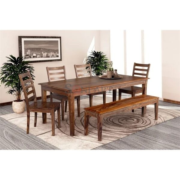 0007921 porter designs sonora solid sheesham wood dining table brown 30.25H x 79.5W x 40D | Soni Art