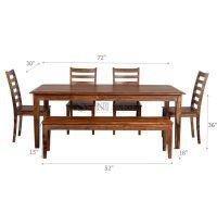 Ferrol Solid Sheesham Wood Dining Set of 6 Seater with Bench and 4 Chairs - Image 2