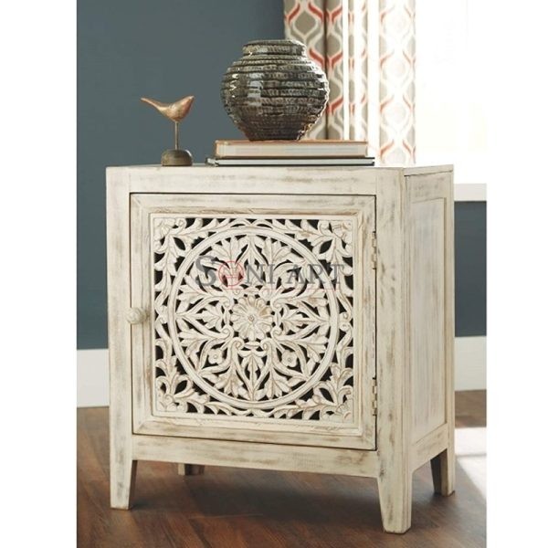 0008742 signature design by ashley fossil ridge accent cabinet boho chic carved floral design white 800 | Soni Art