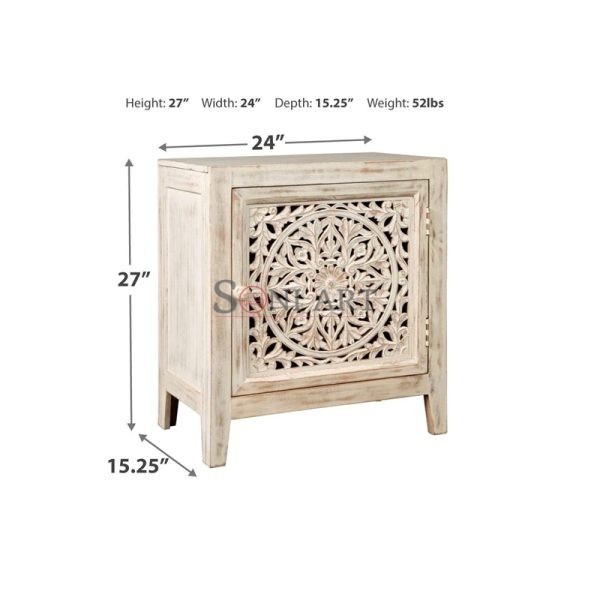 0008745 signature design by ashley fossil ridge accent cabinet boho chic carved floral design white 800 1 | Soni Art