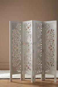 Roydon Solid Wood Screen Room Partition Divider | Buy Wooden Room Dividers | Carved Room Dividers Online | Soni Art