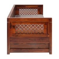 Malone Solid Sheesham Wood 3 Seater Sofa with Storage Trolley with Cushion Seat - Image 7
