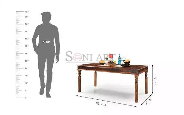 ROYIND royaloak hilton dining table 6s dimension 151 | Soni Art