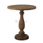 Siesto Solid Wood Round Pedestal Side Table Size | Buy Wooden Side Table | Round Side Table | Round Pedestal Table | Soni Art | Side & End Table