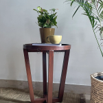 Laxe Solid Wood Round Side Table Sofa Side Table 16x18 Inches | Wooden Side Table | Buy Round Side Table Online | Wooden Bedside Table | Soni Art
