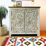 Anleo Solid Wood Carved Sideboard Cabinet | Wooden Sideboard | Solid Wood Carved Sideboard | Wooden Cabinet for Living Room | Soni Art