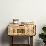London Solid Wood Cane Bed Side Table | Wooden Bedside Table | Wooden Side Table | Sofa Side Table | Rattan Accent Tables | Soni Art