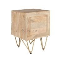 Dunkirk Solid Wood Brass Inlay Bedside Table - Image 5
