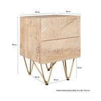 Dunkirk Solid Wood Brass Inlay Bedside Table - Image 2