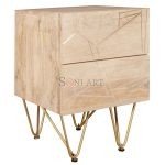Dunkirk Solid Wood Brass Inlay Bedside Table | Wooden Side Table | Wooden Bedside Table | Solid Wood Side Table | Soni Art | Mango Wood Bedside Table