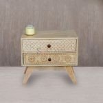 Glasgow Solid Wood Hand Carved Side Table | Buy Wooden Side Table Online | Bedside Table Online | Soni Art | Mango Wood Furniture Online